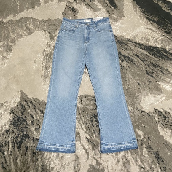 Ann Taylor LOFT Curvy Let Down Hem High Rise Kick Crop Jeans Vivid Indigo 28 NWT - Picture 1 of 11